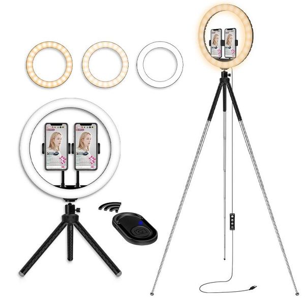 

flash heads 12" led ring light tabletripod adjustable selfie bluetooth pography lighting phone ringlight for camera smartphone youtube