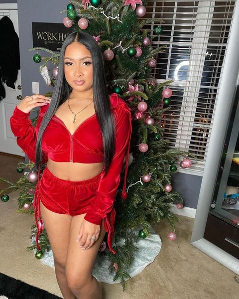 

women's tracksuits mudan ladies suit sports drawstring pleated shorts casual elegant velvet 2-piece, Gray