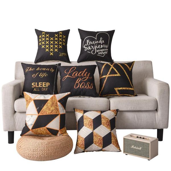 

pillow case k linen art cotton geometric abstract lines cushion cover pillowcase car sofa office simple decorate 45x45cm