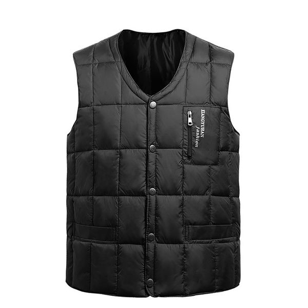 

autumn winter middle-aged old people's shoulder down jacket vest waistcoat with fat inside and outside men's, Black;white