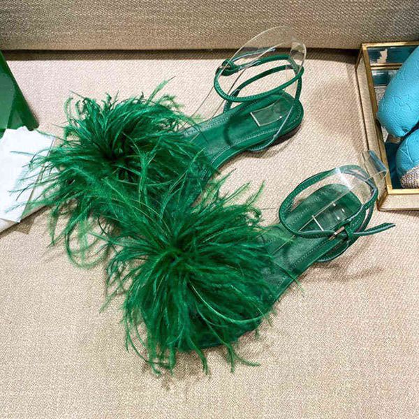 

sandals high heels women furry buckle strap ladies flat shoes summer fashion platform sandals party wedding 220303, Black