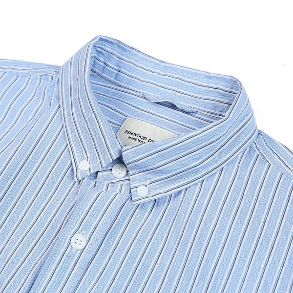 

2021 spring new vertical striped men 100% cotton casual shirts slim fit chest pockets shirt sk130123 0hqv, White