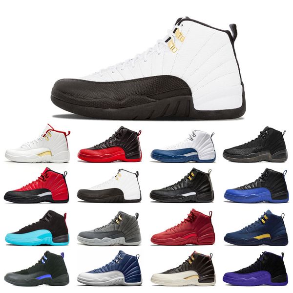 

with box 12s basketball shoes 12 for man black purple bulls dark grey fiba flu game french blue winterized wings utility university michigan