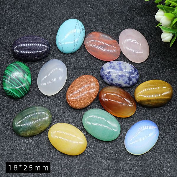 

18*25mm flat back assorted loose stone oval cab cabochons beads for jewelry making healing crystal wholesale, Black