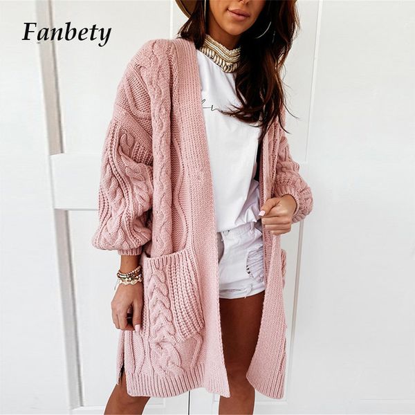 

women's jackets women casual solid color twist knit cardigans autumn winter loose pocket knitted sweaters elegant female streetwea, Black;brown