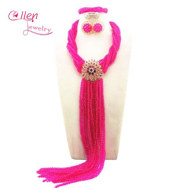 

earrings & necklace arrived african nigerian wedding bridal beads jewelry set beaded sets w11917, Silver