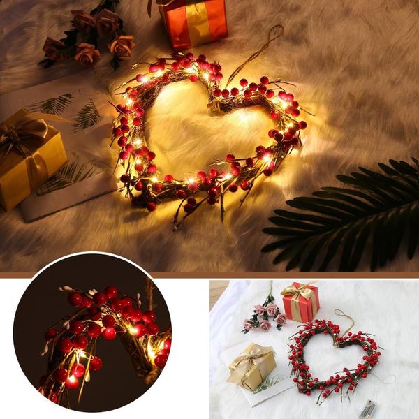 

decorative flowers & wreaths woven heart-shaped garland with lights 16-inch home door hanging decoration wedding party decor valentine'