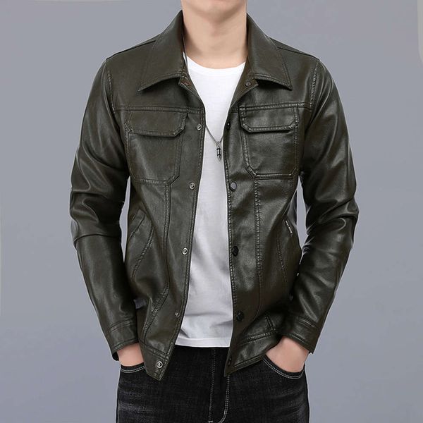 

autumn and winter motorcycle casual coat warm pu leather jacket men's wearwinter, Black;brown
