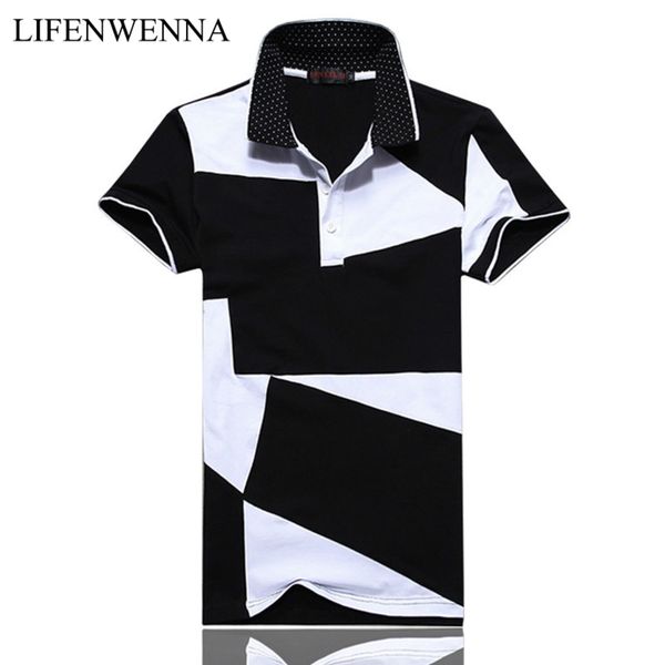 

fashion men's polo club, short sve polo, black and white seam, tight, casual, pure cotton, 5xl, 6xl, White;black