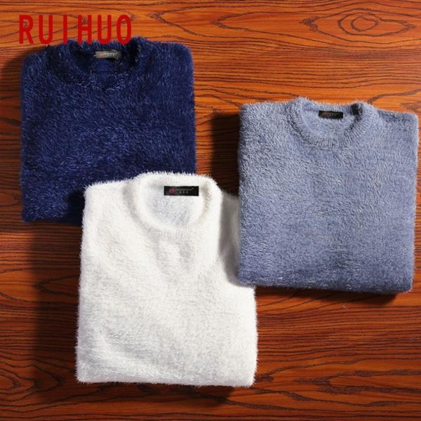 

men's sweaters ruihuo solid winter sweater knit harajuku style knitted men vintage clothing -2xl 2021 autumn arrivals, White;black