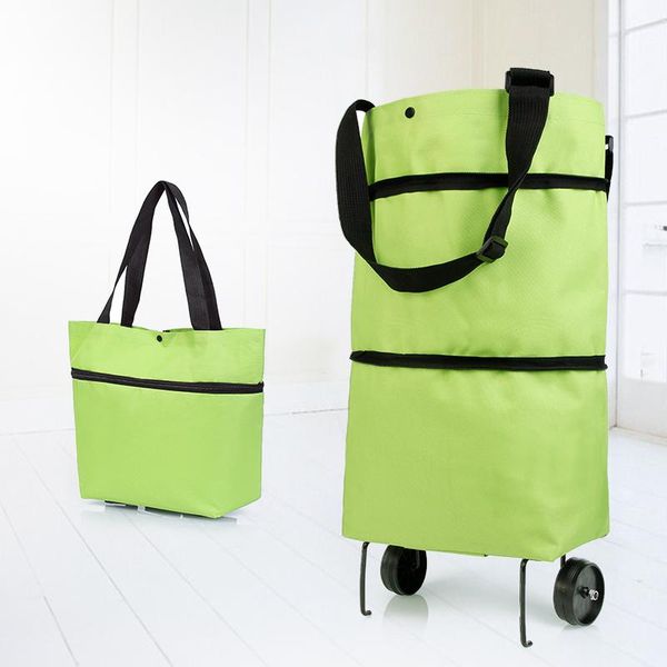 

storage bags folding shopping pull cart trolley bag with wheels foldable reusable grocery organizer vegetables