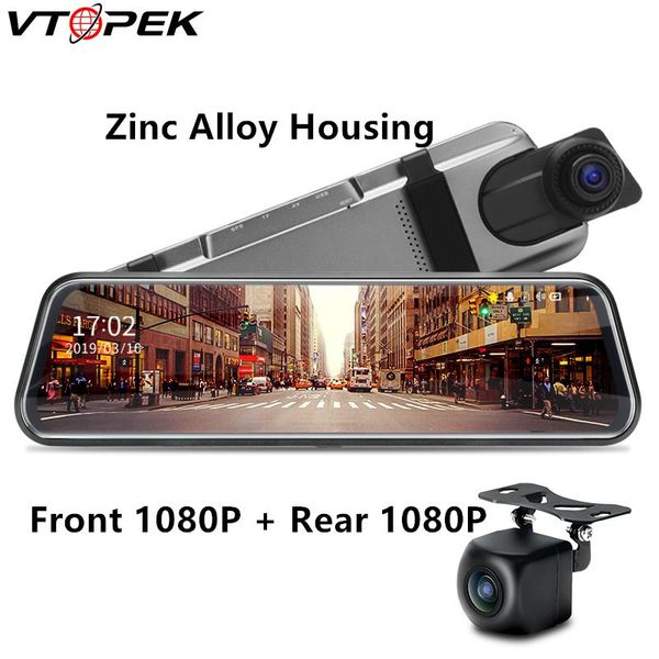 

car rear view cameras& parking sensors vk 10 inch touch dvr streaming dash camera fhd 1080p mirror recorder dual cam with zinc alloy hou