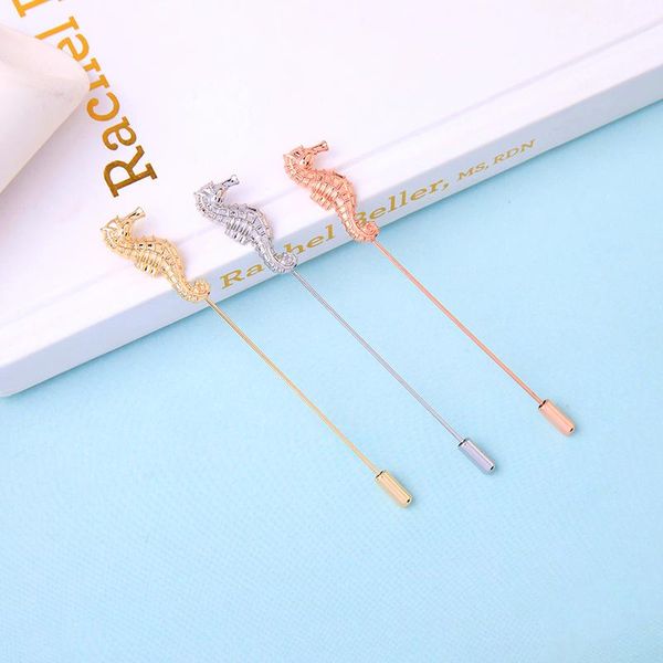 

pins, brooches arrival gold/pink/silver color seahorse brooch for women romantic appointment date gift jewelry accessory, Gray