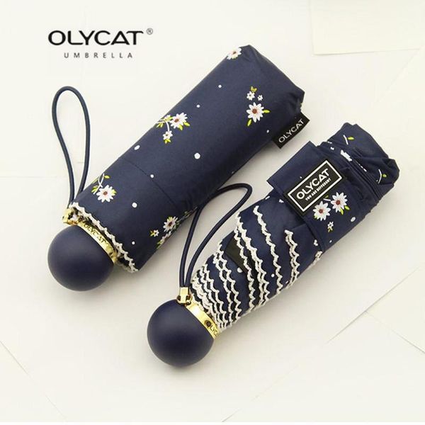 

umbrellas olycat pocket mini children's sun and uv resistant five-fold women's umbrella lace style travel sunny rainy