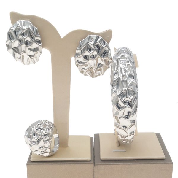 

yulaili new gold-plated women jewelry set silver bangle earring ring wholesale exquisite big and width style jewellery sets b0013