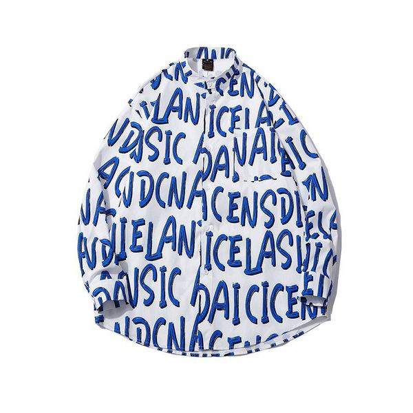 

men's casual shirts shirt for spring and fall, thin man's with loose pocket lettering, korean style, s103, , 1v01, White;black