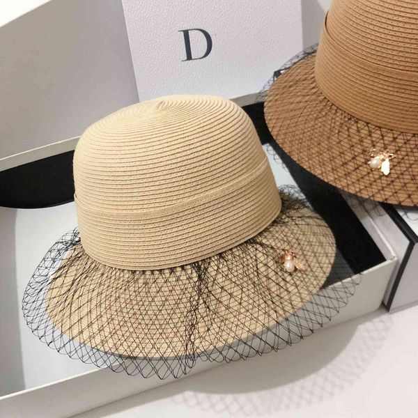 

fashion net fisherman's new fine grass woven bee straw hat usa versatile beach sun hat women's fashion black friday rxfc, Black;white