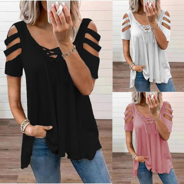 

women's blouses & shirts hollow-out lady fashion women casaul clothes pullover long sleeve v-neck loose tshirts zipper plus size b, White
