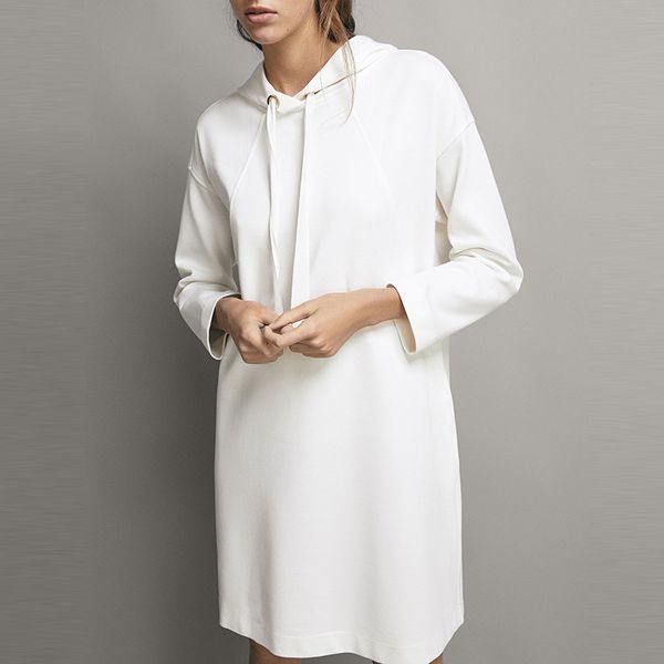 

women spring long sleeve sport mini dress casual pockets female straight dress vintage street knitted lady hooded dress, Black;gray
