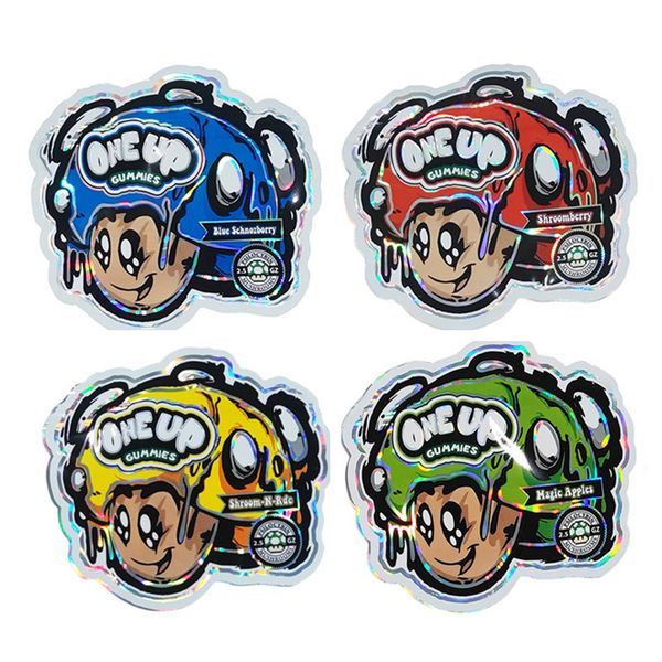 

mushroom one up packing bag shaped zipper matte self sealing packaging package 3.5g gummies gummy bags