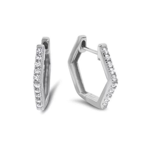 

hoop & huggie real 925 sterling silver hexagon earrings for women lady large geometric hollow statement loop earring gifts, Golden;silver