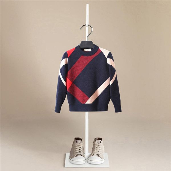 

new autumn winter kids sweater baby boys girls solid jumper children knit fashion girls o-neck sweater 2 colors 210308, Blue
