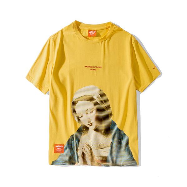 

men's t-shirts 2021 male streetwear tees madonna in prayer tshirts funny virgin mary mens hip hop casual cotton short sleeve t shirts, White;black
