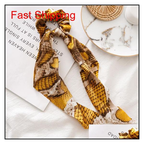 

fashion leopard print scrunchies hair bands, polka dot snake skin, ribbon chiffon elastic hair rope scrunchy ponytail qylryd comecase, Black;brown