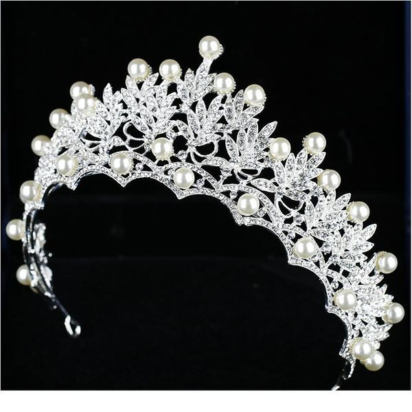 

new wedding crown silver color crystal pearl headwear queen wedding crown bridal headwear headband party wedding hair o qylcpq