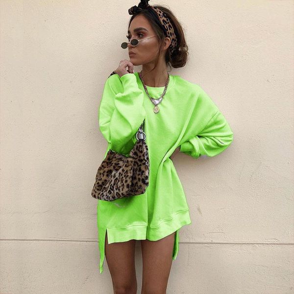 

new solid green new women fashion long sleeve round neck sweatshirts and pullovers 2021 korean style loose hoodies female loose, Black