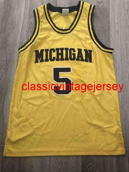 Camisa de basquete Jalen Rose Michigan Wolverines NCAA bordado amarelo personalizado qualquer número de nome XS-5XL 6XL