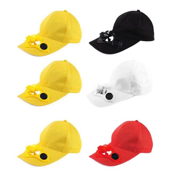

wide brim hats 1 set summer solar panel powered cooling fan baseball cap outdoor peaked sun visor hat, Blue;gray