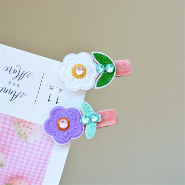 

hair accessories 12pcs/lot embroidery flower princess clip barrettes for children hairpins girls hairgrips kids, Slivery;white