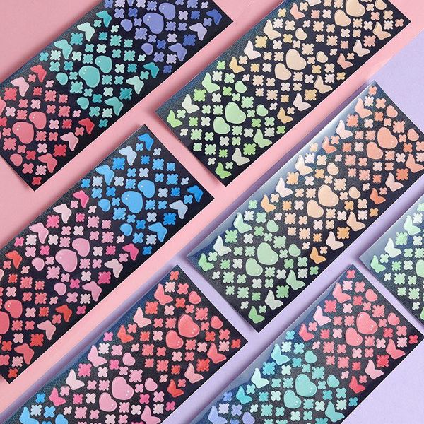 

gift wrap korean ins color fine sand laser flash sticker basic graphics sequin scrapbook star chasing card mobile phone