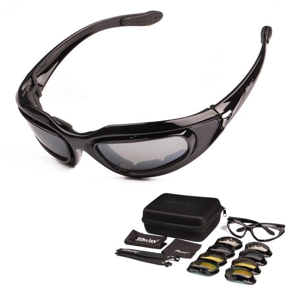 

outdoor eyewear polarized army goggles cycling glasses military sunglasses 4 lens men's war game tactical sporting fishing
