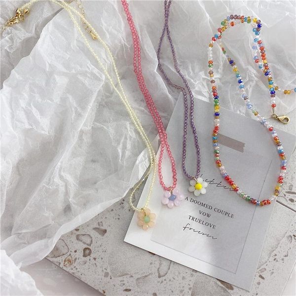 

chokers handmade simple colorful seed beads strand necklace women string beaded short choker jewelry gift, Golden;silver