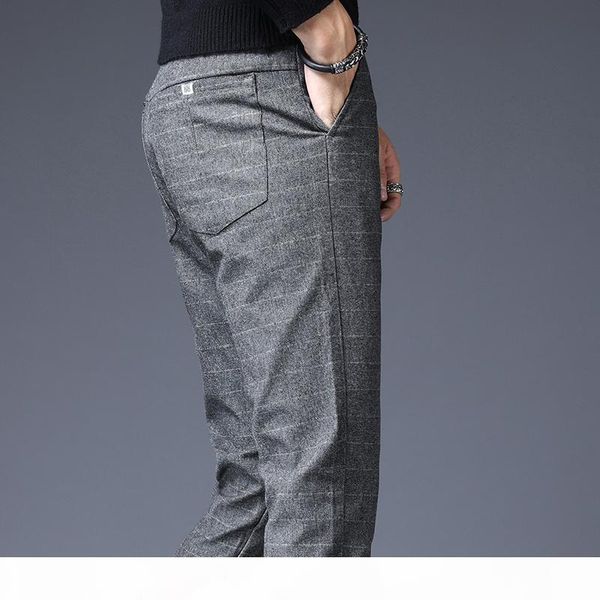 

2019 mens winter fleece warm pants men casual slim thick pants for men fashion velvet business black gray work trousers homme
