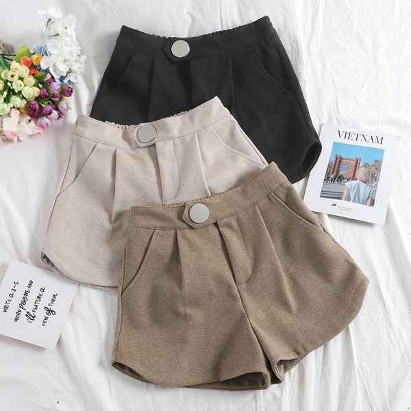 

women's shorts 2021 fashion casual woolen autumn and winter high waist loose short, White;black
