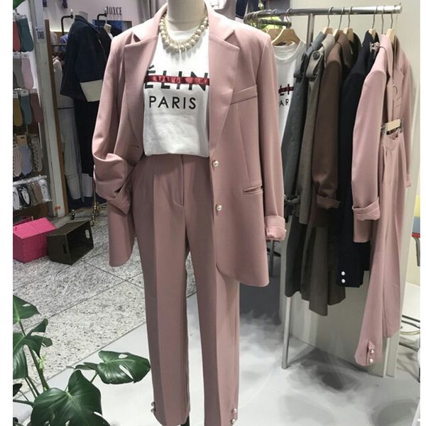 

2021 woman's spring and autumn new little ladies nine stitches two-piece suit pants sw5h, White