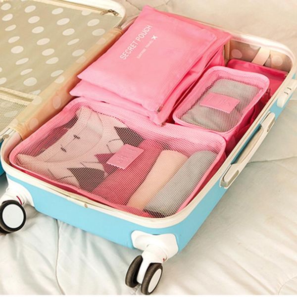 Depolama çantaları 6pcs/set seyahat ev fermuarlı organizatör çanta giysi bagaj paketleme küp bavul tidy kese