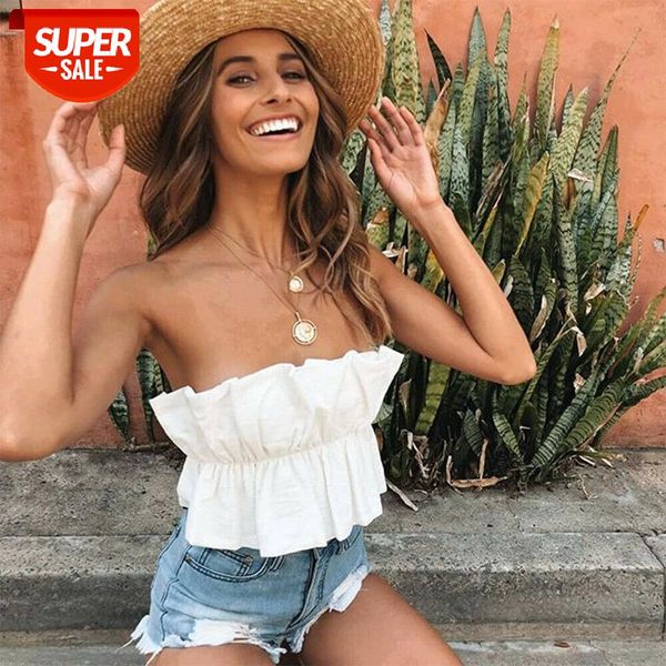 

swwet ruffled tank for women ladies solid tank blouse mesh vest short crop shirt clubwear #tn1i, White