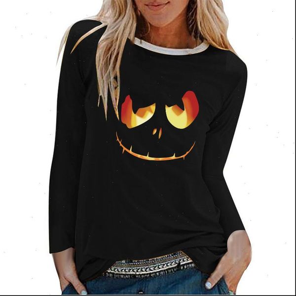 

pumpkin head printed long sleeve t shirts women autumn winter graphic tees funny shirts for women casual white o neck ropa mujer