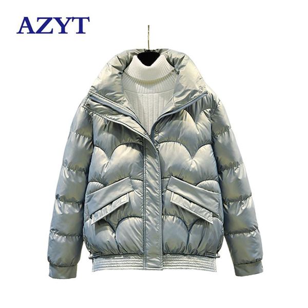 

women's down & parkas azyt 2021 winter thicken women parkar coat loose warm windproof jacket female chic pocket casaco feminino, Black