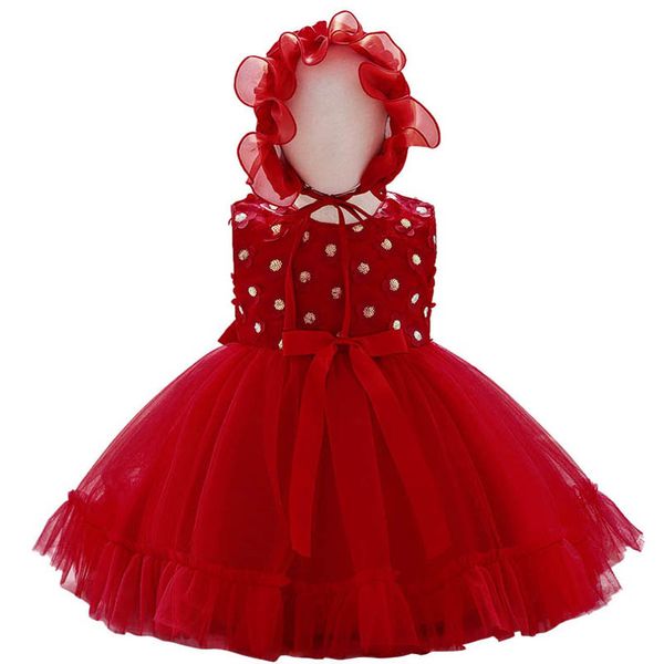 

girls dresses 1st birthday dress for baby girl clothes lace flower birthday formal hats 2pcs party princess bowknot kids clothing b7236, Red;yellow