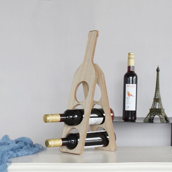 

2021 new modern creative house massively folding wood 3-layer rack of wine bottle 81d1