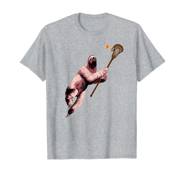 

sloth play lacrosse t-shirt - funny lacrosse tee for players, White;black