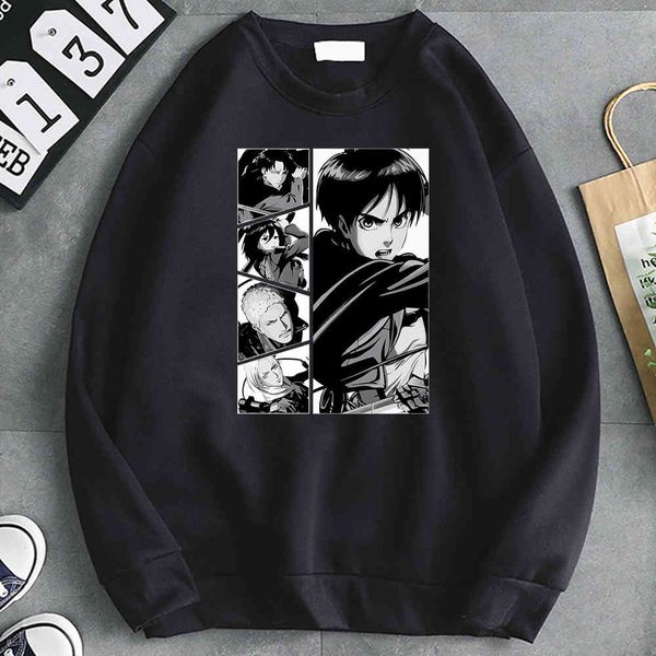 

titan attack print hooded sweatshirt for men, men's street cloth with loose pockets, harajuku classic hip hop style, Black