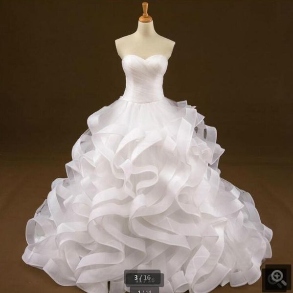 

2021 vestido de noiva ball gown ruffled wedding dress strapless sweetheart neck pleated fashion wedding gowns plus size court train dress, White