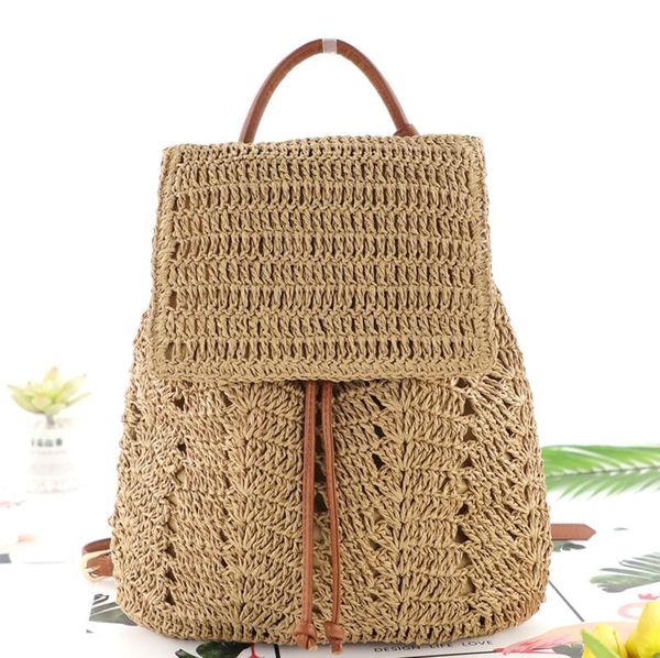 

backpack summer multifunctional shoulder straw bag fashion woven back pack casual beach girl bookbag female travel