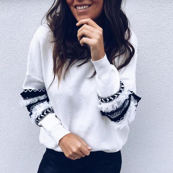 

women's hoodies & sweatshirts daylook boho chic women casual pullover 2021 autumn fashion harajuku ruffles patchwork sweatshirt, Black